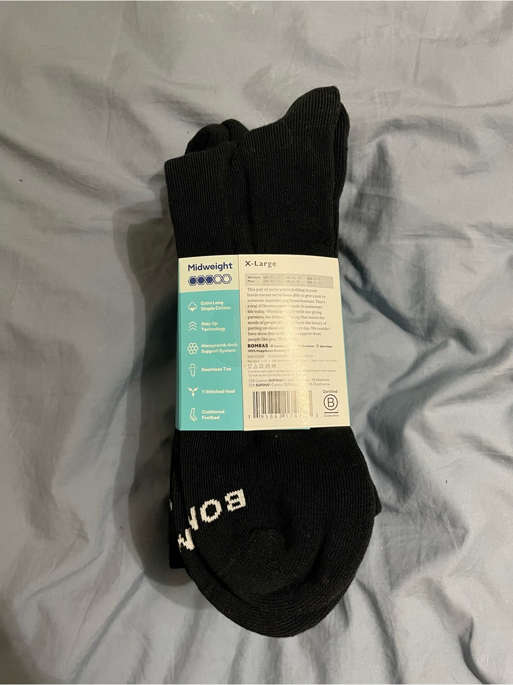 Bombas Black Midweight Crew Socks - Pack (Men's)